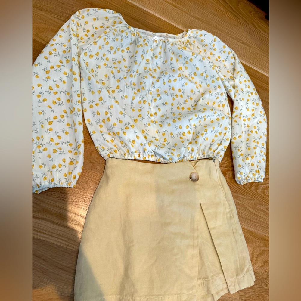 Girls Trendy Zara outfit shirt and skort size 10